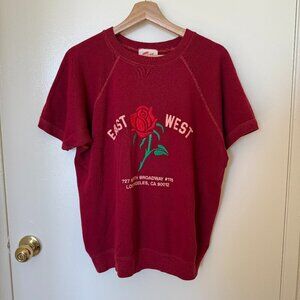 East West Rose Embroidered Vintage Recycled Short Sleeve Sweater​